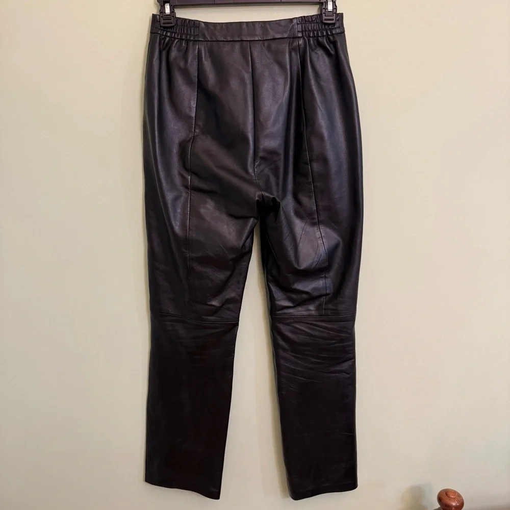 Vtg 80’s Margaret Godfrey black genuine lambskin leather pants lined woman 10